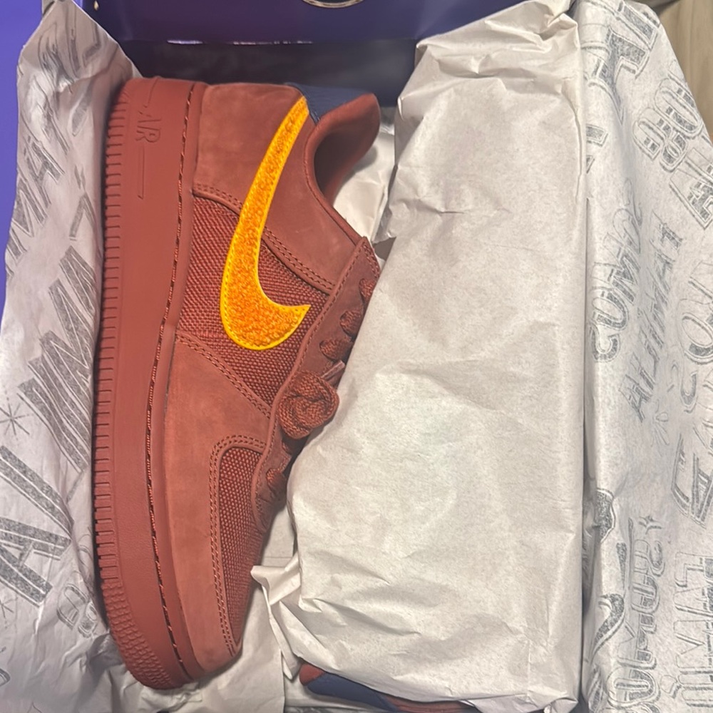 Nike Air Force 1 Rust Red with Orange Swoosh